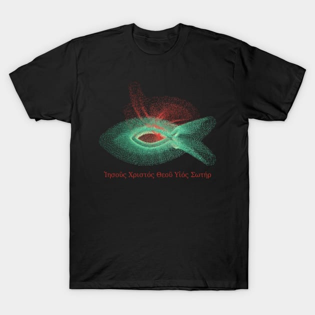 Jesus Fish Abstract Art With Greek Text T-Shirt by donovanh